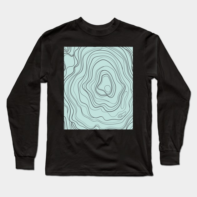 Blue Abstract Topography  Aesthetic  Pattern Long Sleeve T-Shirt by zedonee